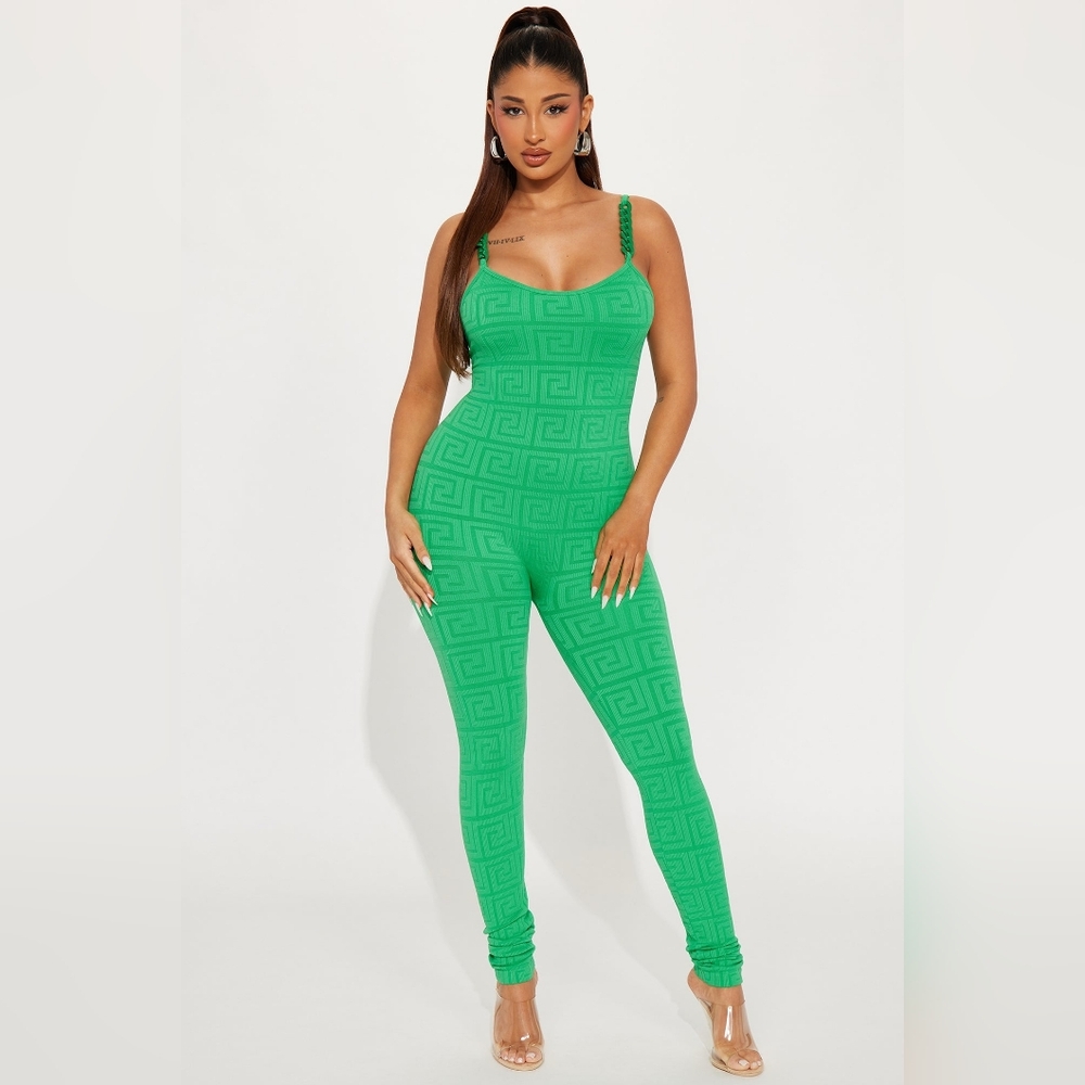 Fashion Nova Green Tyra Seamless Jumpsuit (1X/2X)